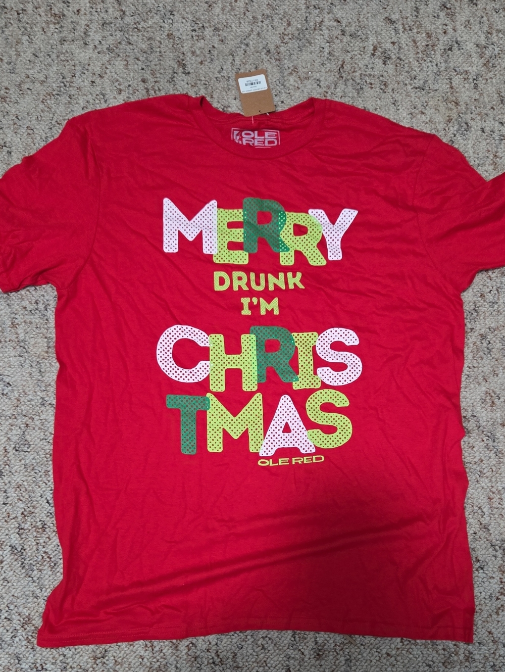 Red Holiday Graphic Tee - "Merry Drunk I'm Christmas"